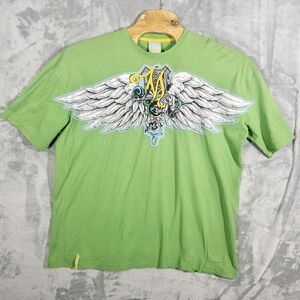 Vintage‎ Miskeen Originals Hand Painted Shirt Mens 4XL Wings Heart Hip Hop Y2k